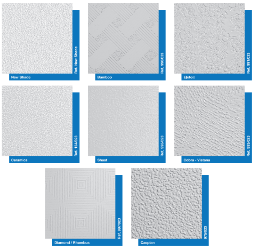 Vinyl Laminated Gypsum Tiles Ceiling System Technomec